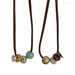 Pendant Necklaces Eye Catching Necklace Vibrant Natural Stones Chinese Wood Beaded Choker