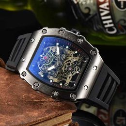 Мужские наручные часы Механические мужские часы с автоподзаводом Горячие продажи новых спортивных мужских часов Ri Chards с полыми отверстиями в форме бочонка