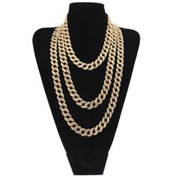 15MM Miami iced out Cuban Link necklaces For Mens Long Thick Heavy Big Hip Hop Women Gold Silver Chains Rapper Jewelry Dropshippin242E