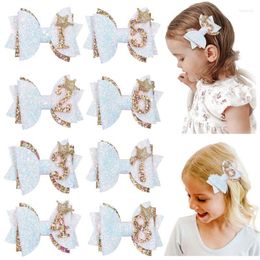 Hair Accessories Oaoleer 3'' Glitter Bow Clips For Baby Girls Crown Bowknote Pin Barrettes Princess Headwear Birthday