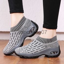 Dress Shoes Women Tennis Shoes Ladies Wedge Platform Sneakers Comfortable Breathe Mesh Trainers Slip On Sock Footwear Walking Shoes Wedges x0920