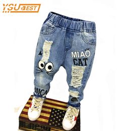 Jeans Baby Boys Girls Cartoon Cat and Mouse 27yrs Brand Children Clothing Kids Casual Pants 230920