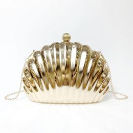 Evening Bags Trendy Women's Handbags Fashion Exquiet Metal Gold Silver Black Seashell Box Chain Shoulder Party Bag Clutches 2023