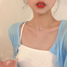 Pendant Necklaces Pearl Star Shape Splicing Necklace Female Light Luxury Design Jewellery Clavicle Chain Simple Accessories For Girls Gift