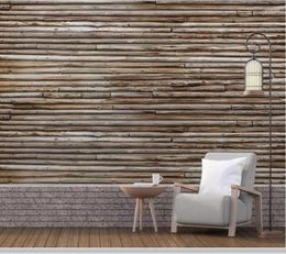 Wallpapers Papel De Parede 3D Wood Block Grain Stone Brick Marble Pattern Wallpaper Living Room Tv Wall Bedroom Bar Beer House Mural