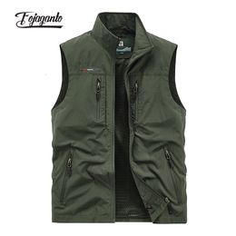 Men's Vests FOJAGANTO Men Spring and Autumn Vest Solid Color Casual Outdoor Cargo Loose Fashion Thin MultiPocket Male 230919