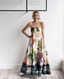 Basic & Casual Dresses Designer Australian Dress 2023 Spring/Summer Seeker Chases the Sun Series Positioning Print Strap Long R7H1