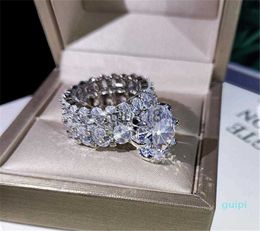Band Rings 2021 New Sparkling Luxury Jewellery Couple Rings Large Oval Cut White Topaz CZ Diamond Gemstones Women Wedding Bridal Ring Set Gift9608567 x0920
