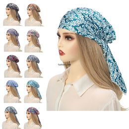 New Colors Print Pre-Tied Hat Women Muslim Hijab Turban Bandanas Headband Turbante Mujer Female Chemo Cap Beanie Bonnet Headwear