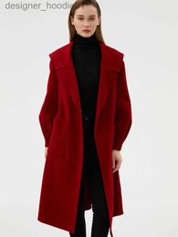 Women's Wool Blends Autumn and Winter New Women's Coat100% Pure Wool Handmade Woolen Coat Fashion Lantern Sleeve Easy Matching Coat High-End Fashion L230920