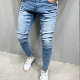 Men's Jeans Autumn Winter KPOP Fashion Small Leg Man Harajuku Slim Fit Trousers All Match Vintage Casual PantsY2K PocketMale Clothes