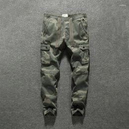 Men's Pants Winter Thicken Casual Cargo With Fleece Lining Retro Camouflage Color Warm Overalls Fashion Street Wear