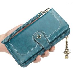 Wallets Baellerry Women And Purses Long Leather Card Holder Female Coin Purse Zipper Phone Clutch Bag Blue Pink Wallet For