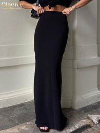 Two Piece Dress Clacive Elegant Slim Black Women S Skirt 2023 Fashion High Waist Office Long Skirts Casual Simple Faldas Female Clothing 230920