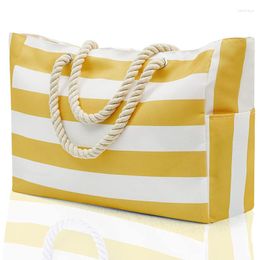 Shopping Bags DHL30pcs Women Canvas Stripes Prints Large Capacity Travel Beach Bag Mix Color