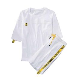 Sweatsuit Men's Tracksuit Summer Men Set Short Sleeve T Shirts Hip Hop Tops Shorts Suit Sportswear Set Men Clothing Male Set2789