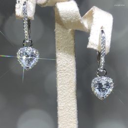 Dangle Earrings Huitan Romantic Princess Heart CZ Bling Women's Accessories For Wedding Engagement Party Trend Jewellery