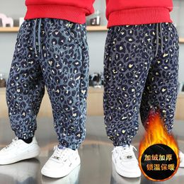 Trousers Winter Warm Pants For Boys 2-12 Years Children Fashion Sweatpants Leopard Print Boy Casual Loose Harem Thick Kids