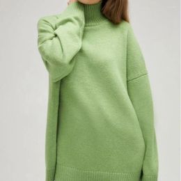 Women's Sweaters K 2023 Women Autumn Winter Knitted Top For Ladies Half High Collar Solid Color Long Sleeve Loose Sweater