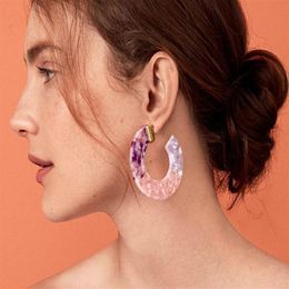 2020 New Beach Multicolor Statement Earrings Acrylic Big Hollow Round Circle Geometry Resin Dangle Drop Earring Women Jewelry GB11267b