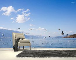 Wallpapers Papel De Parede Flying Seagull Sea Landscape 3d Wallpaper Mural Living Room Bedroom Kithen Bathroom Wall Papers Home Decor