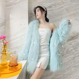 Women's Fur 2023 Autumn And Winter Tassel Name Warm High End Mid Length Fashion Temperament Slim Fit Imitation Coat Trend