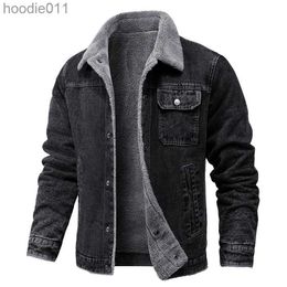 Women's Down Parkas Winter Men's Jacket Lapel Lamb Hair Thickened Denim Jacket High-quality Casual Tight Warm Men's Cotton Padded Jacket Down Jacket L230920