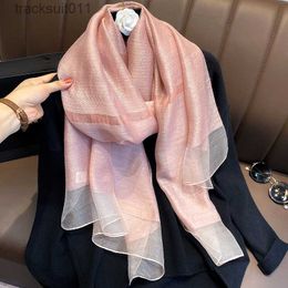 Women's Cape 2020 Real Silk Wool Scarf Women Designer Brand Foulard Hijab Scarves Lady Pashmina Black White Red Bandana Neck Shawls Wraps L230920