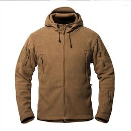 Mens Jackets Winter Thick Polar Fleece Jacket Men Outdoor Thermal Hiking Hooded Tactical Coral Coat Mountaineering Clothing