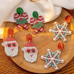 New Lovely Christmas Cap Drop Earrings For Women Glitter Acrylic Snowman Snowflake Xmas Drop Earrings Jewellery Gifts