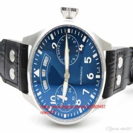 Mens Edition Big Pilot 52850 Blue Dial with Numeral markers & Power Reserve Black Leather Automatic Reserve indicator watches287f