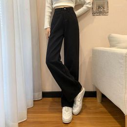 Women's Jeans High-waisted Wide-leg For Women Look Tall And Loose 2023 Autumn Winter Thin Versatile Design Trousers Trendy