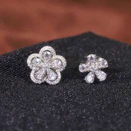 Su208 Abiding Jewellery Factory Detachable Two Usage Flower Designs 9k 10k 14k 18k Solid Gold Cluster Vvs Real Diamond Earrings