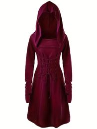 Plus size Dresses Size Gothic Hooded Cosplay Long Sleeve For Halloween Party Performance Women's Clothing 230920