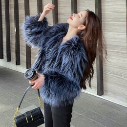 Womens Fur Faux Fur Environmentally Winter Faux Fur Women Coat European Street Fashion Elegant Lady Soft Fur Coat Light Long Sleeves 230920