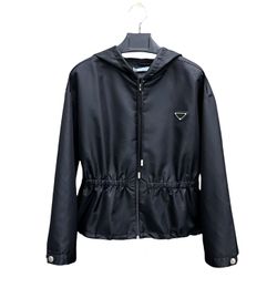 Prrra Classic Original Designer Women's Nylon Jackets Fashion Triangle Hooded Jacket Brands Black Zipper Casual Sports Windproof Waterproof Windbreaker Coats