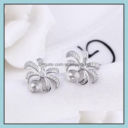 Jewellery Settings Sier Summer Fashion Design 925 Sterling Palm Tree Pearl Stud Earings Mounting 5 Pairs Drop Delivery Dhgarden Otypj