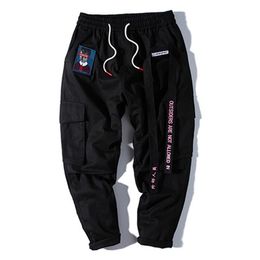 Men Joggers Hip Hop Harem Streetwear Pants Ribbons Letter Embroidery Casual Trousers Popular Pink Cargo Pants247F
