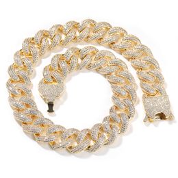 20mm Hip Hop Miami Cuban Link Chain Necklace Bracelet 18k Real Gold Plated Bling 4 Rows Zircon Jewelry Set