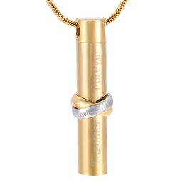 HLN9944 2 Rings Together Hold Cylinder Urn Hold Ashes Keepsake Urn Memorial Jewelry Cremation Urn Pendant Necklace For Pet Human A256W