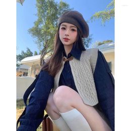 Women's Blouses Women Set Autumn Commuter Fashion Brown High Waist Slim Skirt Long Sleeve Denim Shirt Fit Vest Versatile Daily