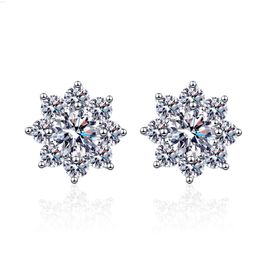 Luxury Jewelry Diamond Vvs Moissanite Earrings 925 Sterling Silver Sunflower Stud Earring for Women