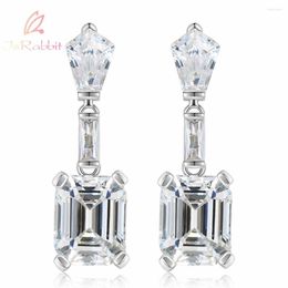 Dangle Earrings IsRabbit 18K Gold Plated Fancy Cut 8 10MM White Sapphire Diamond Drop 925 Sterling Silver Vintage Jewellery