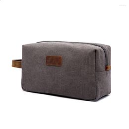 Duffel Bags Toiletry Bag Travel Clutch Tarpaulin With Crazy Horse Leather Storage Vintage Makeup