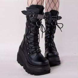 Boot High Boots Cosplay Midcalf Platform Wedges 2023 Autumn Winter Designer Gothic Shoes for Women Botas 230920