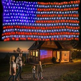 Other Event Party Supplies 1 Set LED Flag Net Lights American Light for Festival Indoor Outdoor Decoration 420 Super Bright LEDs 230919
