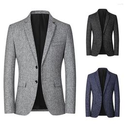 Men's Suits Temperament Men Jacket Streetwear Turndown Collar Autumn Winter Pure Color Two Buttons Blazer Suit Coat Comfy