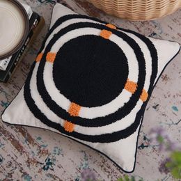 Boho Ethnic Style Woven Tufted Throw Pillow Case 3D Embroidery Black Orange Geometric Pattern Decorative Cushion Cover f CX220331339f