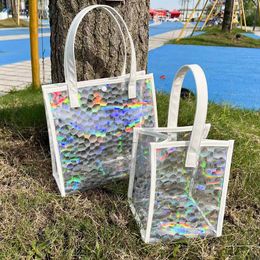 Shopping Bags Laser Clear Tote Bag Handbag Stadium Water-Resistant PVC Plastic Gift For Girls And Women Transparent