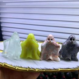 Decorative Figurines 30-35mm Natural Stone Halloween Ghost Healing Crystal Quartz Carving Small Ornaments Home Decor Crafts Decoration